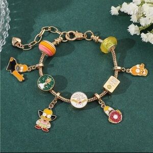 Gold Plated The Simpsons Character Homer Charm Bracelet